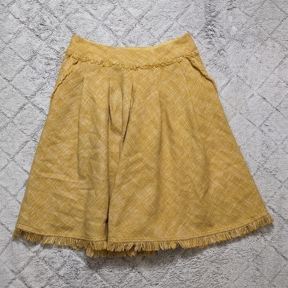 Maeve Dresses & Skirts - Anthropologie Maeve Skirt Women's 4 Buttered Yellow Tweed Mid Length Pockets